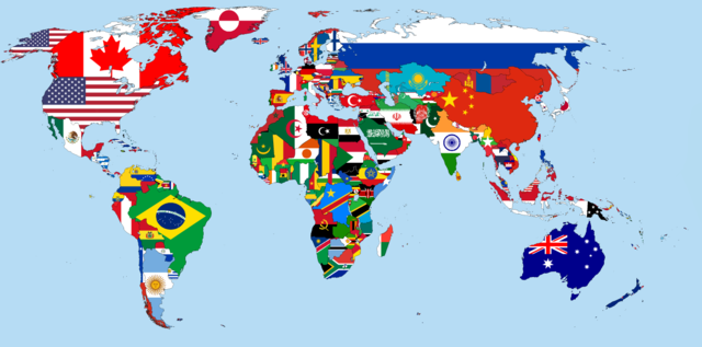 flags of the world map