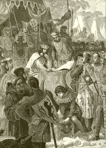 King John signing the Magna Cart)